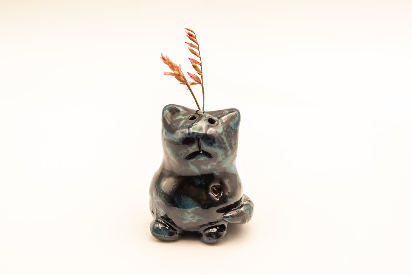 Desk Pet - Black and blue ceramic bear