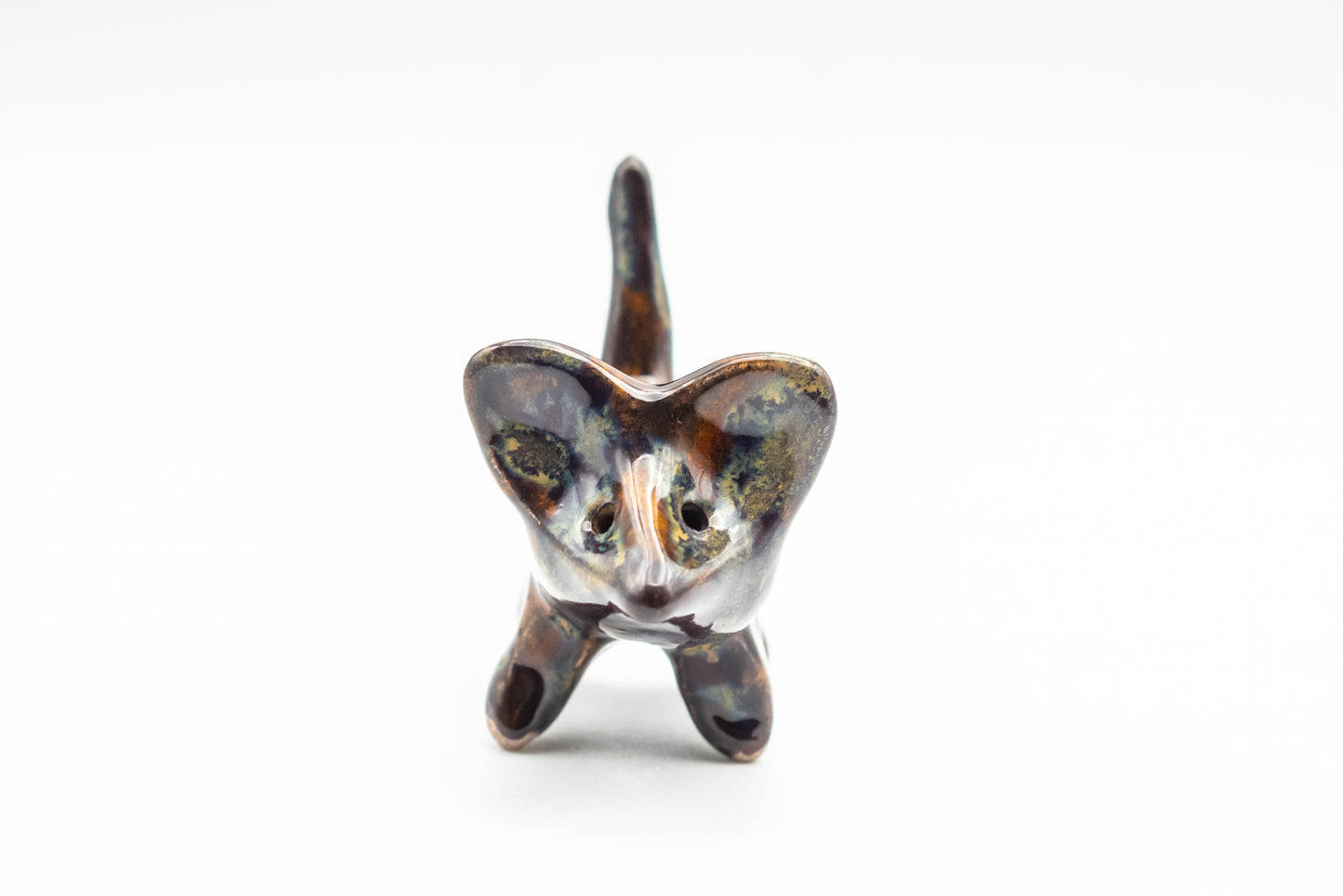 Desk Pet - Cute Ceramic Creature - Brown and shades of green and blue