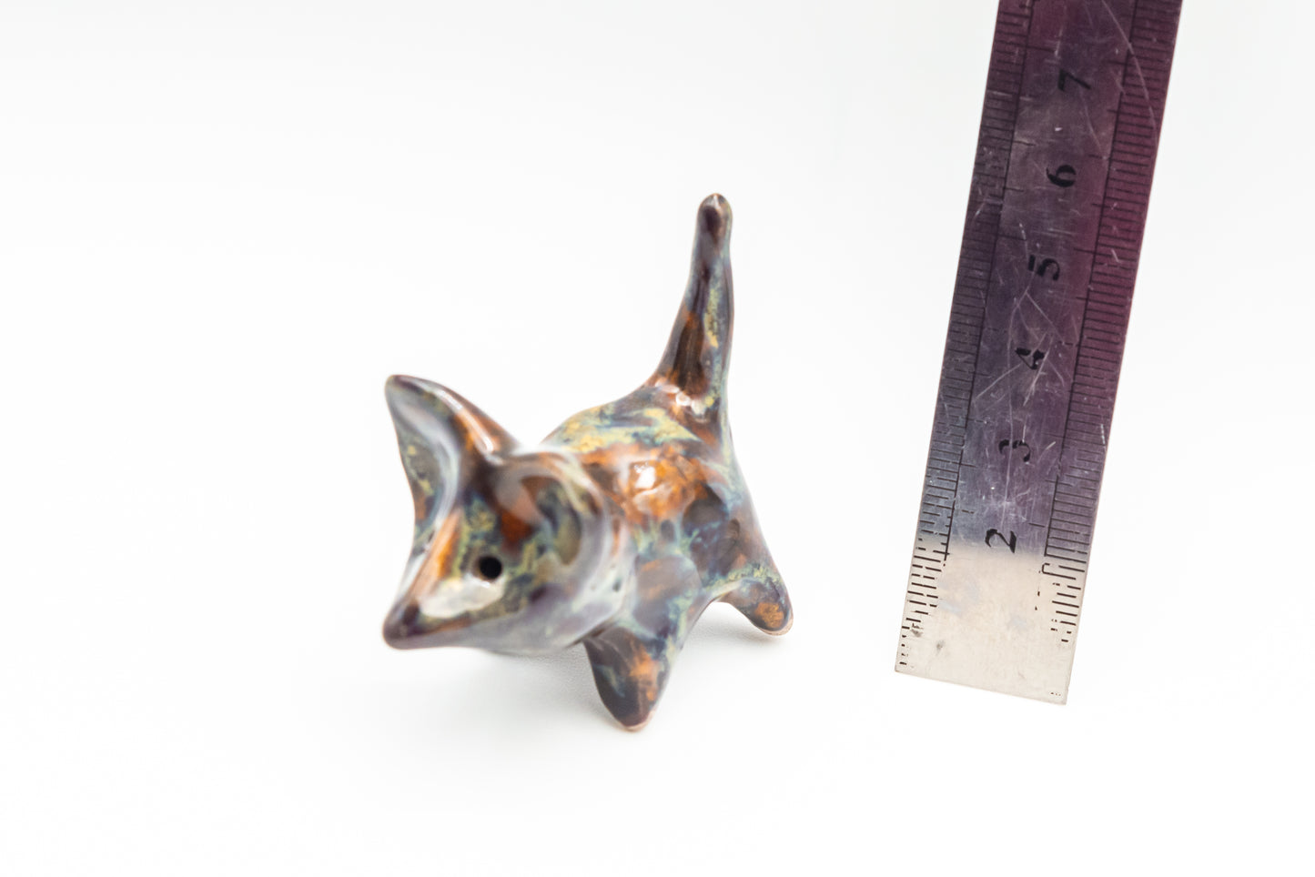 Desk Pet - Cute Ceramic Creature - Brown and shades of green and blue