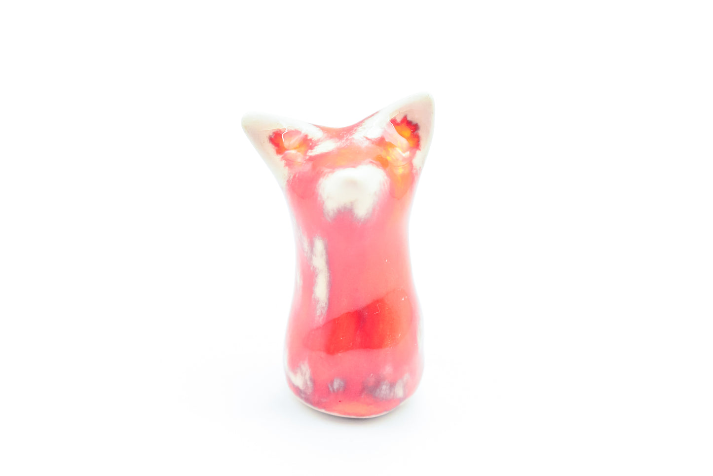 Desk Pet - Fox-inspired ceramic creature - Orange and cream