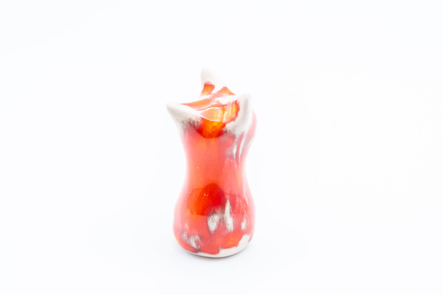 Desk Pet - Fox-inspired ceramic creature - Orange and cream