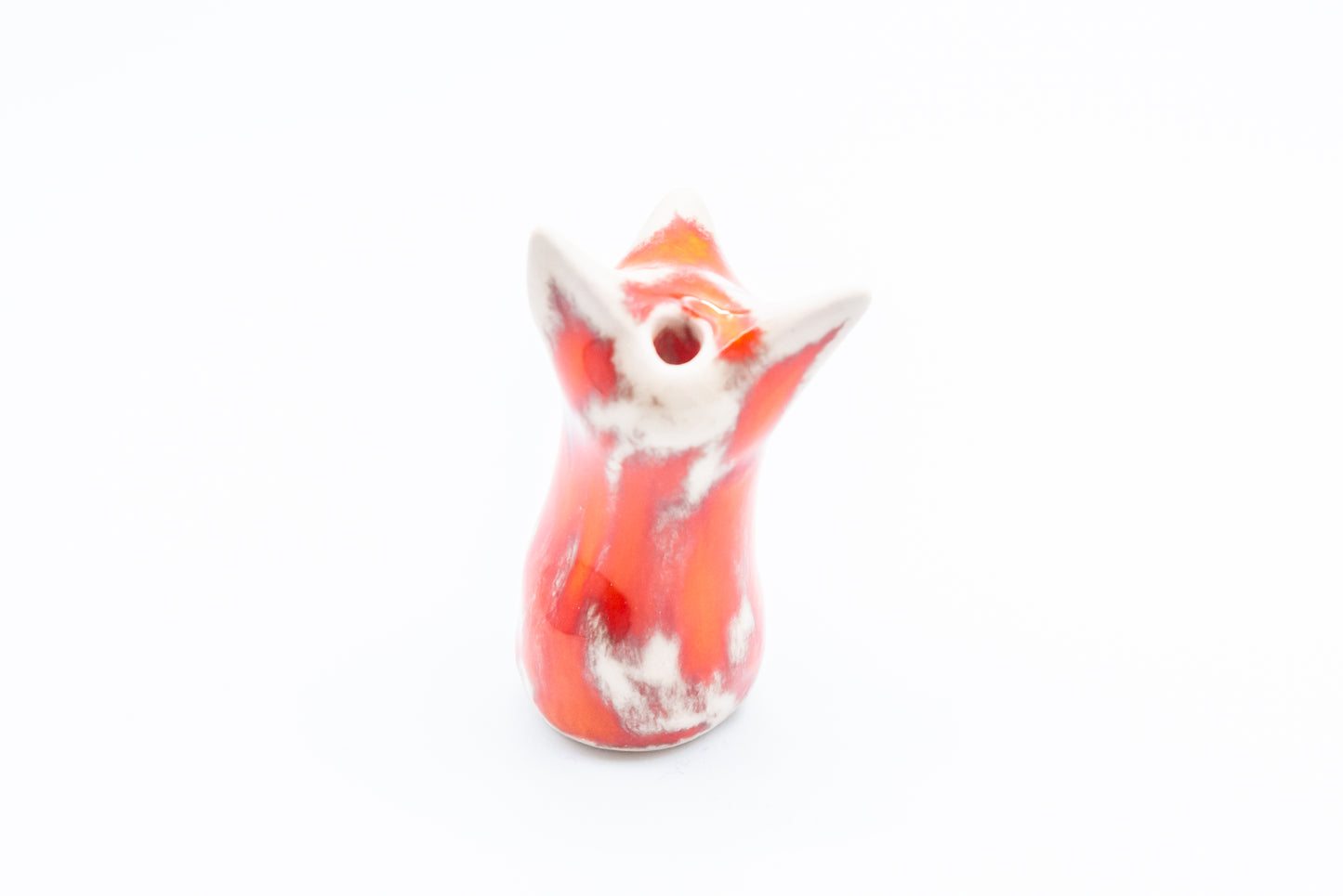 Desk Pet - Fox-inspired ceramic creature - Orange and cream