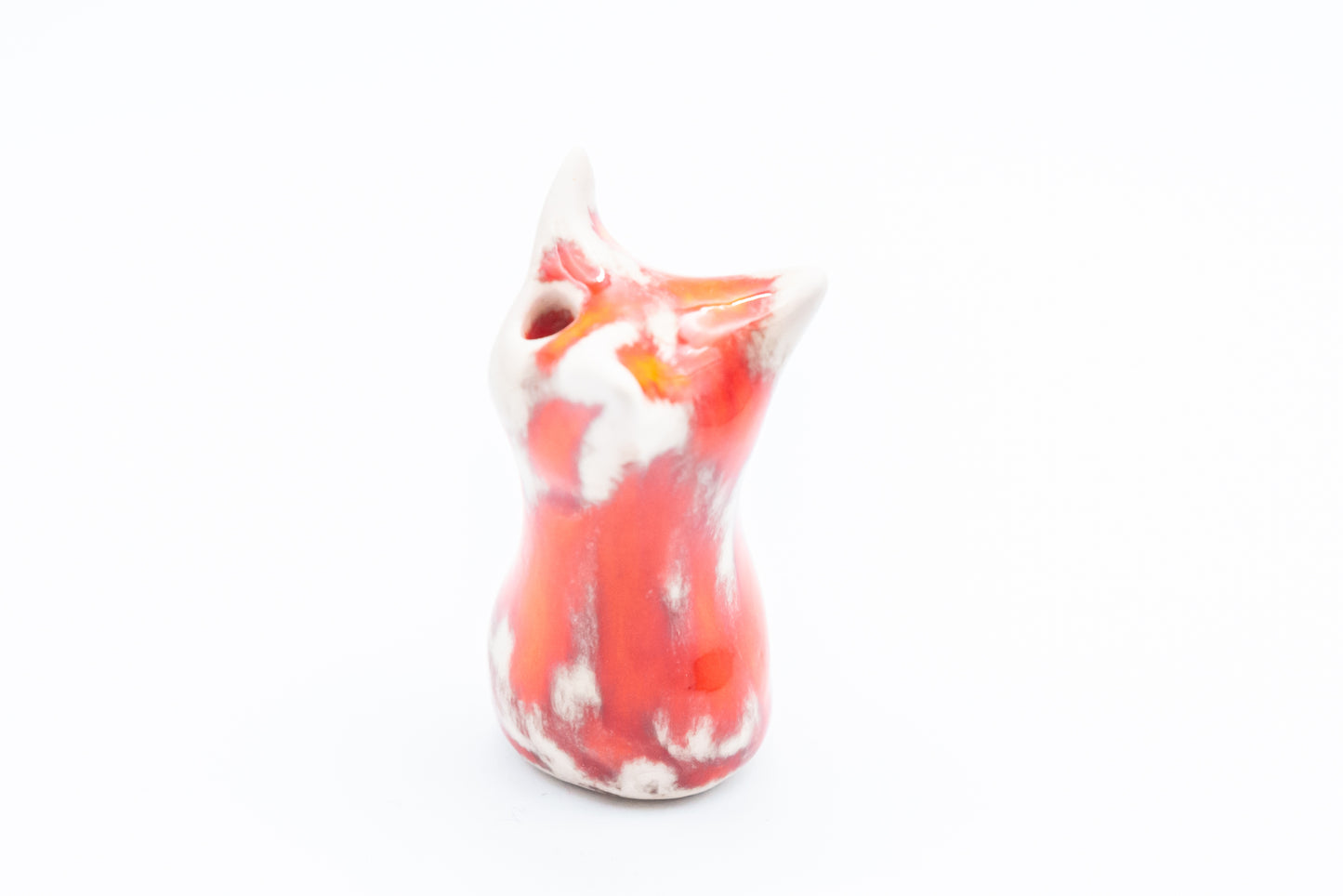 Desk Pet - Fox-inspired ceramic creature - Orange and cream