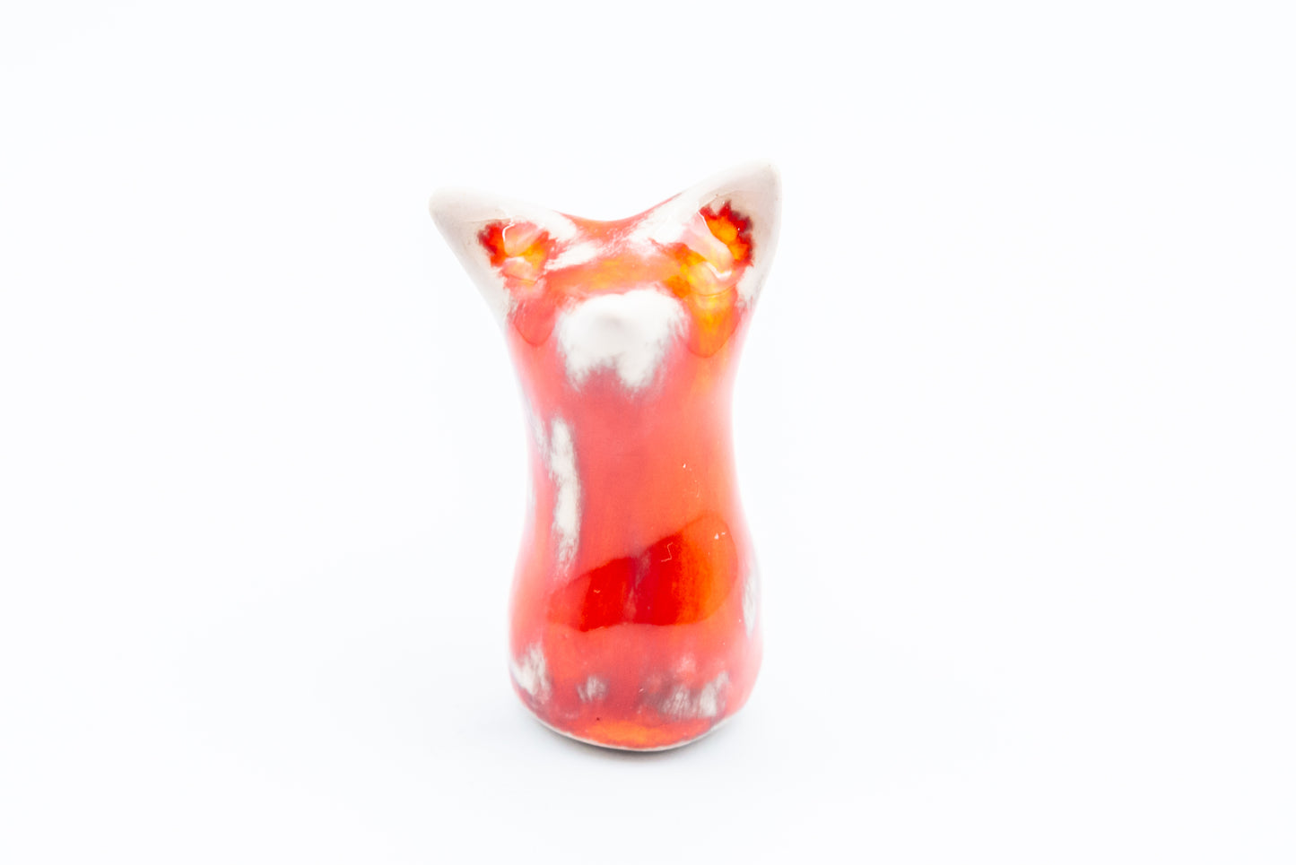 Desk Pet - Fox-inspired ceramic creature - Orange and cream